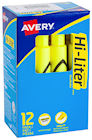 HIGHLIGHTERS, AVERY, DESK STYLE, CHISEL TIP, YELLOW, 12/CT THUMBNAIL